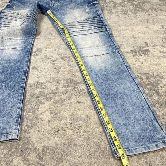 Southpole Mens Jeans Skinny Moto Stretch Denim Retro Acid Wash Sz 34 - Picture 10 of 11